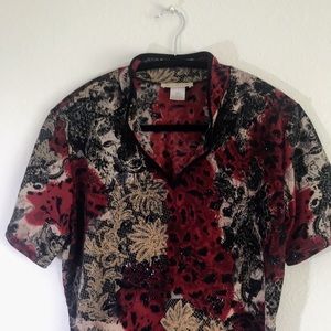 Mandarin Collar, Short-Sleeve Top